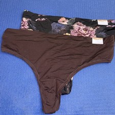 Lot of 2 Plus Size 22/24 Lane Bryant Cacique Comfort Bliss Thong brown/floral