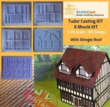 Kit completo de 6 moldes Tudor con techo de tejas - Modelo de paisaje ferroviario