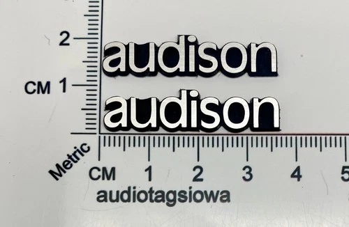 Audison Speaker Badge Logo  -Custom Made Incised Silver and Black PAIR