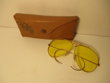 VINTAGE 12K GF RAY BAN BAUSCH  LOMB YELLOW AVIATOR SHOOTER SUNGLASSES CASE
