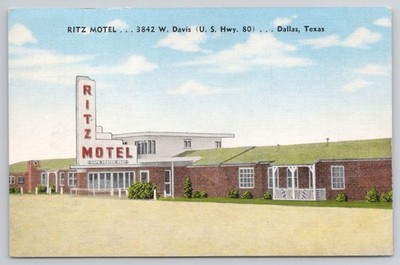 Ritz Motel Dallas Texas Vintage Postcard U.S. Hwy 80 E. C. Kropp