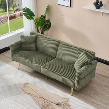 79 inch corduroy sofa bed, foldable double sofa bed with folding armrests, suita
