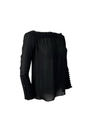 DEREK LAM Damen Schwarz Freizeit Ärmel Bluse #27GG 6 Nwt