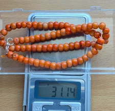Antique Vintage Ukrainian Coral Beads Natural Undyed Coral Necklace 31 gr.
