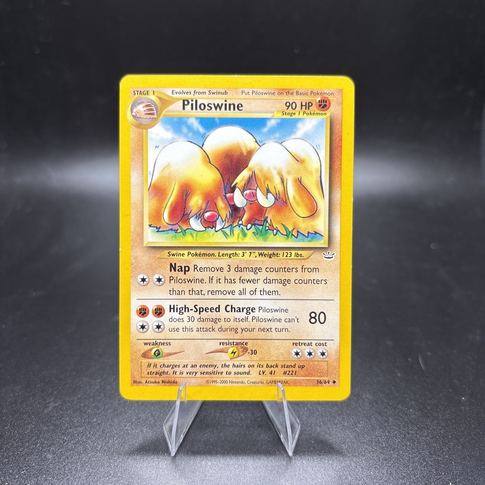 Pokemon Card - Neo Revelation 36/64 - PILOSWINE (uncommon) - NM -j