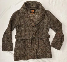 Vintage Fox Run Cardigan Women's Small Open Front Belted Tie Sweater Yugoslavia