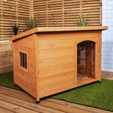 82cm x 1.16m Large Outdoor Garden Wooden Dog House Kennel with Window UK