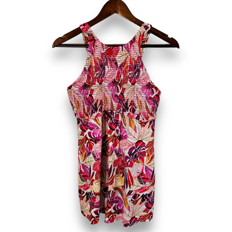 Fit 4 U Swimsuit Romper High Neck Tropical Floral Kapalua Pink Women’s 12 New - Image 2 of 4