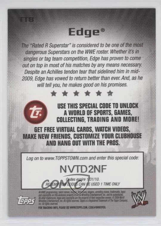 2009 Topps WWE Toppstown Edge #TT8 - Image 2 of 2