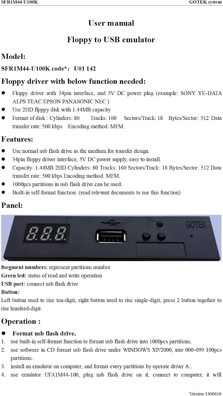 U100 USB Floppy Drive Emulator - Transform Your 1.44MB Data Transfer Experience