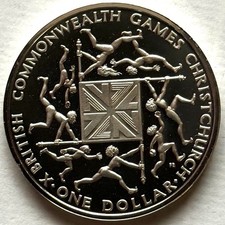 NEW ZEALAND 1 DOLLAR 1974 SILVER 925 PROOF,X BRITISH COMMONWEALTH GAMES CHRISTCH