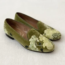 Stubbs & Wootton Women’s Velvet Floral Slipper Flats Size 7.5