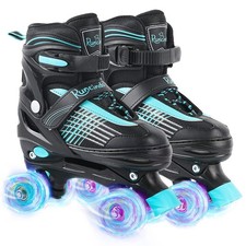 Toddler Roller Skates for Girls Kids Boys, 4 Size Adjustable with Light Up Wh...