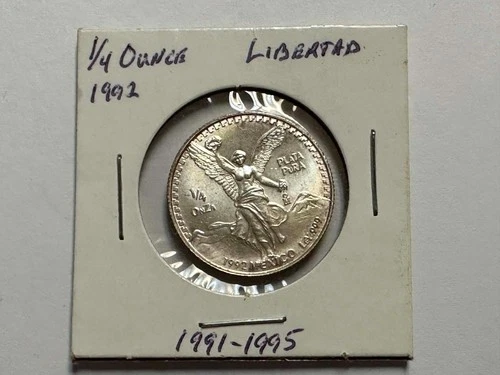 1992 Mexico Silver Libertad 1/4 oz .999 Fine Silver Coin - Low Mintage Date