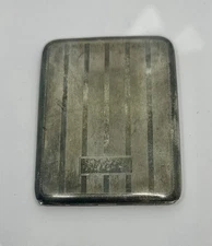 Vintage Silver Plate EAM USA Made Cigarette and Card Holder Hinged No Monogram