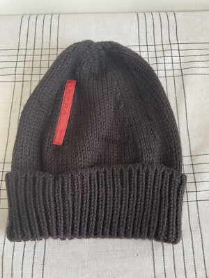 Prada Sport Brown Virgin Wool Beanie - OS 100% Wool Knit Hat