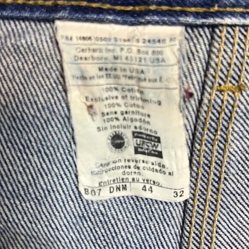 Carhartt B07 DNM Double Knee Jeans Mens Size 44x32 Blue Logger Pants Workwear - Picture 4 of 9