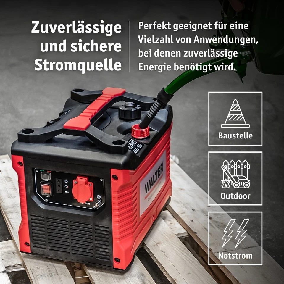 WALTER Inverter Stromerzeuger 1000W, WWS-IGS1000, Benzin Notstromagreggat - Bild 3 von 4