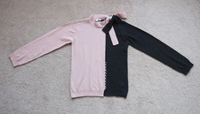 Little Marc Jacobs Cooly 2-Tone Bow Sweater Cashmere Charcoal Gray Tile Pink 12+