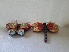 Katherine's Collection Ornaments BUTTERFLY  DRAGONFLY Set of 2
