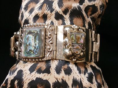 Vintage Sterling Silber Taxco Abalone Unikat Armband. Preisvorschlag machen! #g8