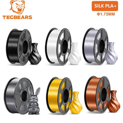 TECBEARS Shiny SILK PLA+ Filament 3D Printer Multicoloured Bundle 1.75mm 1KG LOT