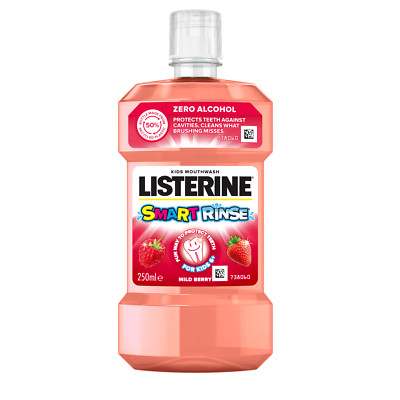 LISTERINE Smart Rinse Kids 6+ Mouthwash Mild Berry Flavor Zero Alcohol 250ml