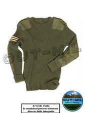 Maglia Maglione girocollo in lana con toppe originale militare Inglese usato