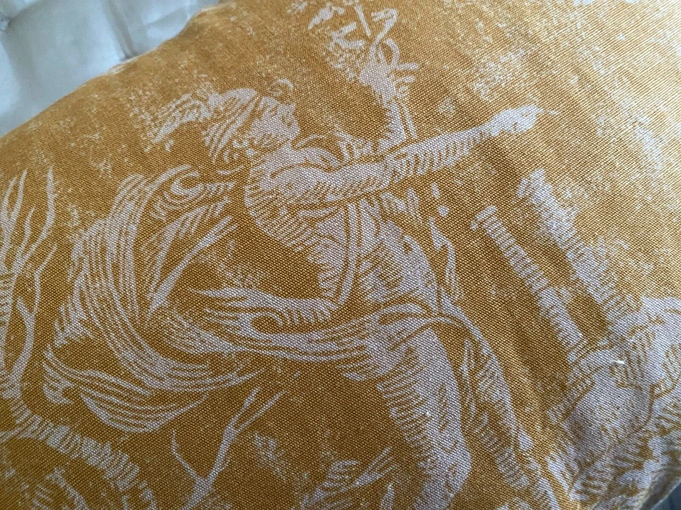 ❇️ New MYTHICAL TOILE Linen look cushion covers TASSELS or PIPING Mustard Gold - image 3 of 4