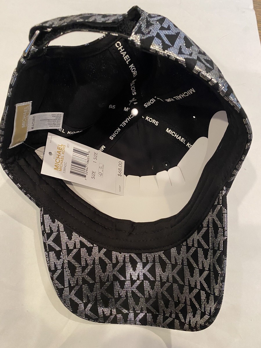 Michael Kors Black Silver Metallic MK Logo Baseball Hat Cap Michael Michael Kors Women main image 3