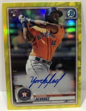 Bowman Chrome Yordan Alvarez RC Yellow Refractor /75 On Card Auto Houston 🔥🔥