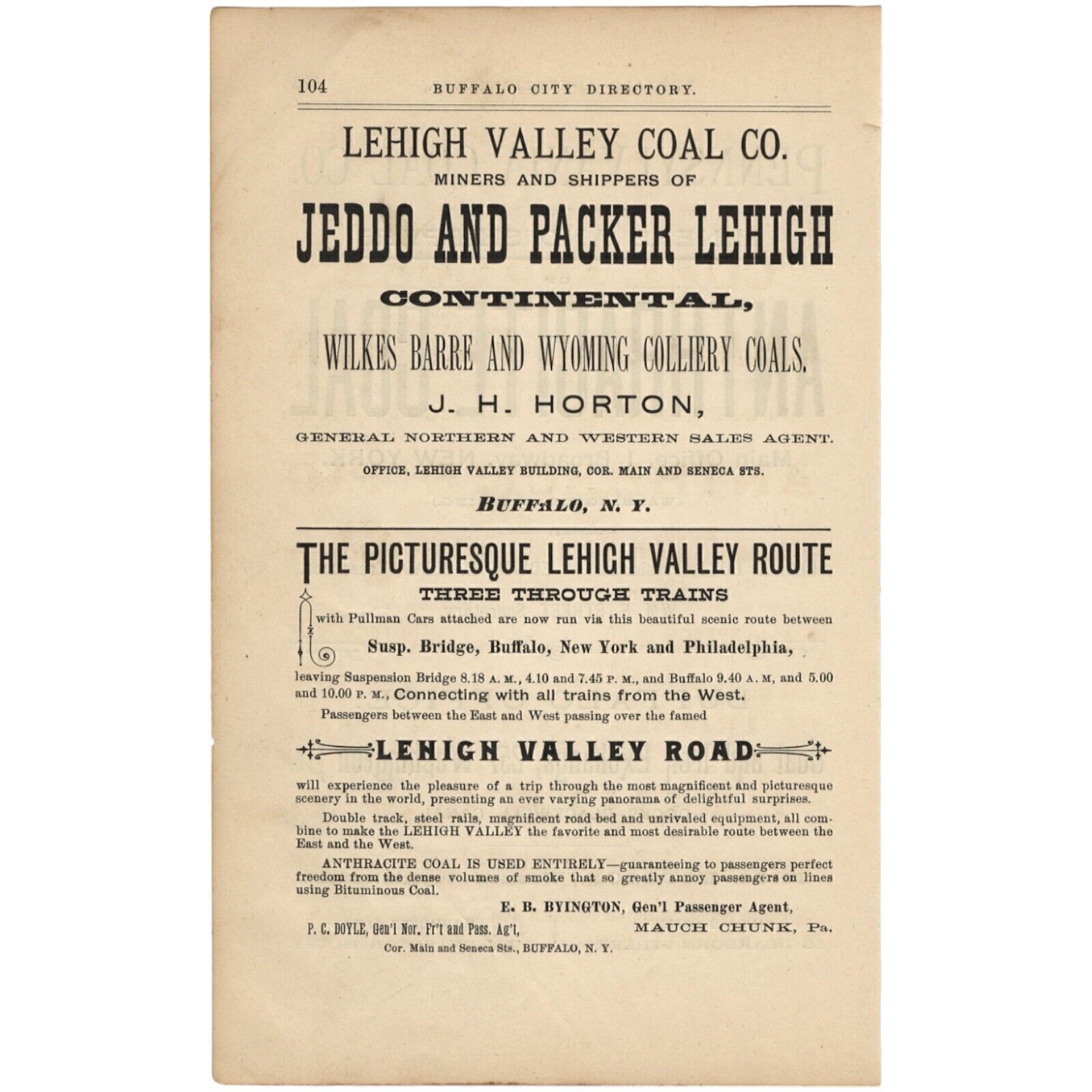 1886 BUFFALO CANALSIDE BLACKWELL CANAL COAL IRON LEHIGH VALLEY PENNSYLVANIA