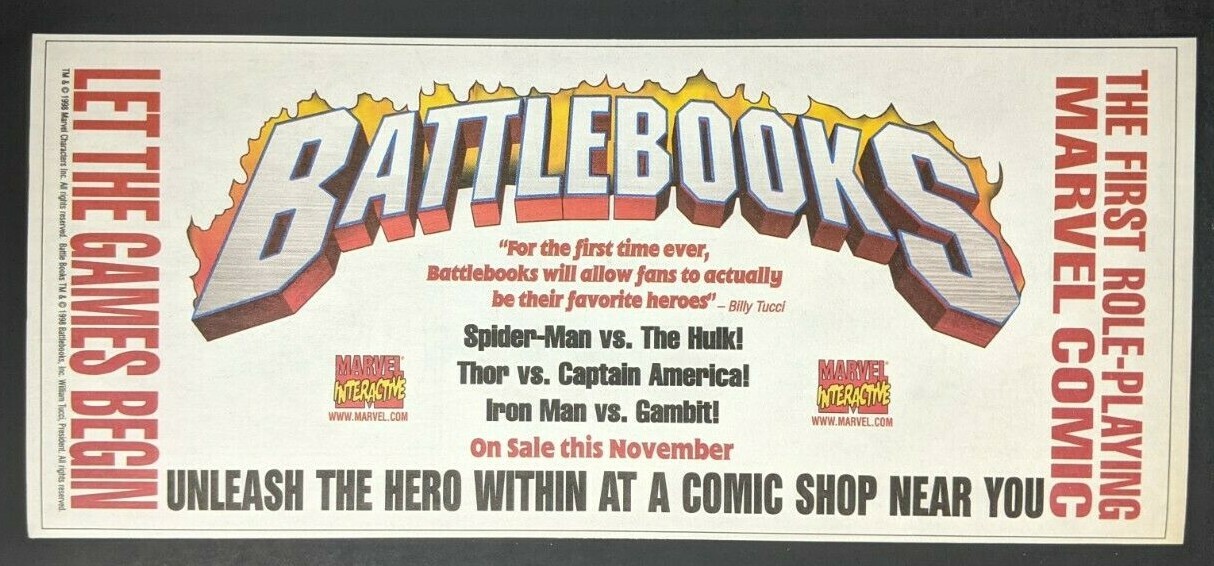 Battlebooks Marvel RPG Print Ad Comic Poster Art PROMO Original Spider-Man Hulk