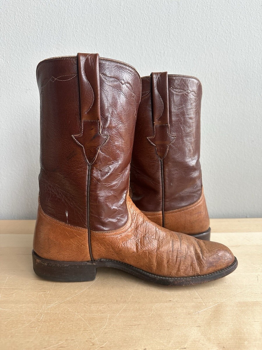 Lucchese L8009 Brown 2-tone Roper Western Ostrich Cowboy  display picture 3