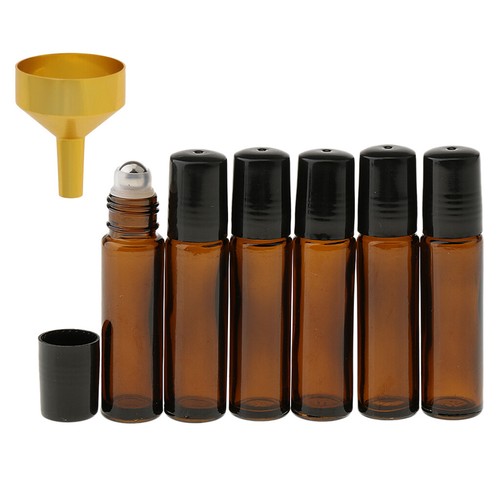 Mikinona 10 Stück Glas-Rollflaschen Für ätherische Öle – Wiederverwendbar, Auslaufsicher, Rosa