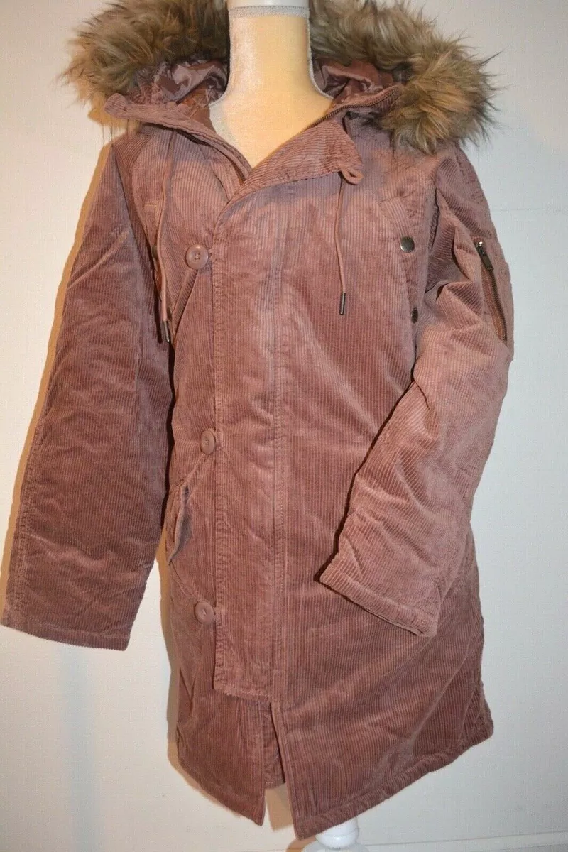 AMERICAN EAGLE AE WOMEN S CORDUROY LONG PARKA BLUSH PINK COAT