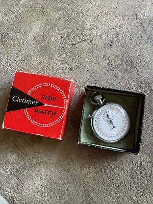Swiss Made Cletimer Mechanical Wind Up Vintage Stopwatch with the Box, As Is