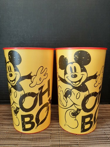 Mickey Mouse Tumbler Cups Lot of 2 Disney "Oh Boy!" Collectible Cups Yellow - Picture 2 of 7