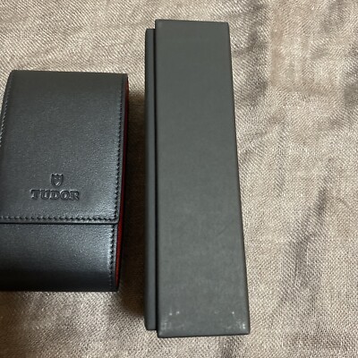TUDOR Watch Travel Storage Case Black Leather Red Fabric Pouch In