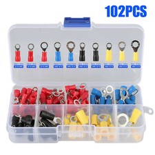 102PCS Insulated Electrical Wire Splice Terminal Spade/Crimp/Ring Connector Kit