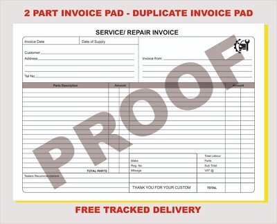 A4 FAHRZEUG REPARATUR Rechnung PAD doppelter Beleg MECHANIKER Serviceheft *KOSTENLOSE P&P*