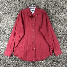 Tommy Hilfiger Red Button Up Long Sleeve Men  s L
