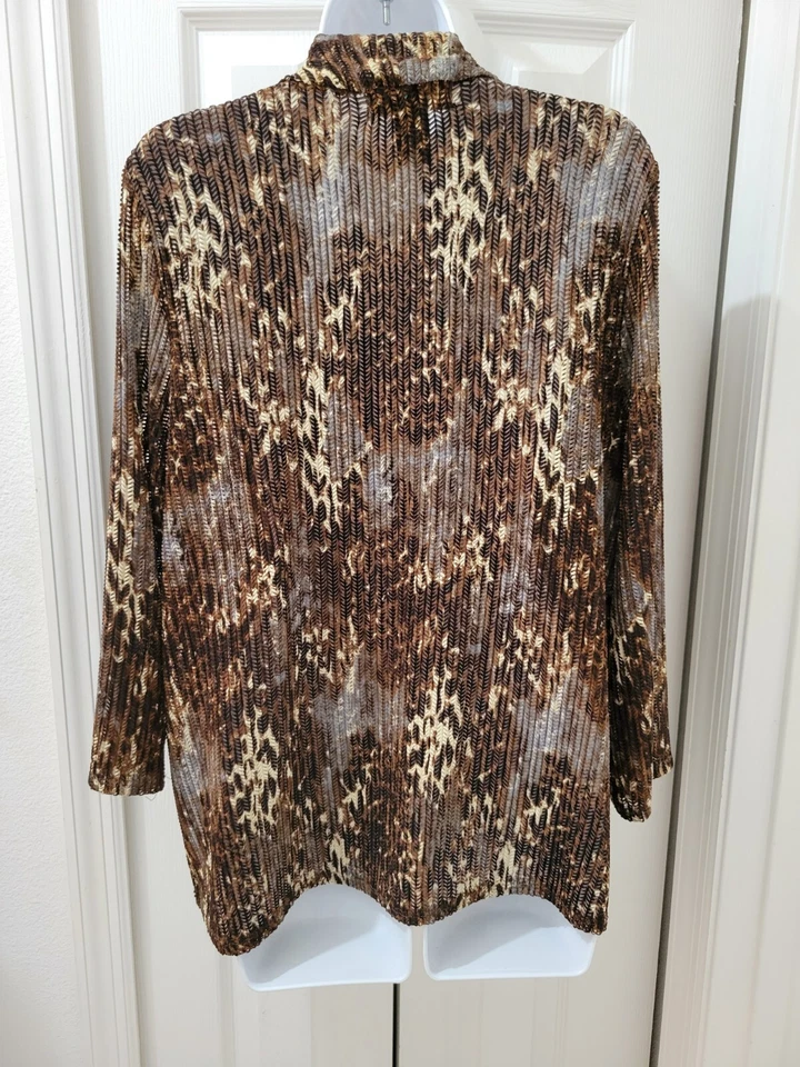 Suéter Brandon Thomas Frente Abierto Alto Bajo Marrón Tostado Manga Larga Mujer Mediano Foto 3 de 4