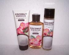 Bath & Body Works Coconut Hibiscus 3 Piece Set - Shower Gel, Body Cream & Mist