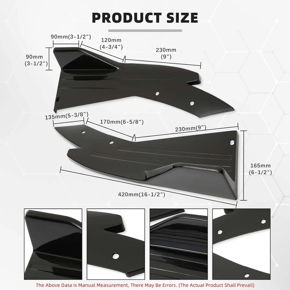 Rear Spats Bumper Splitter Diffuser Canards Spoiler For Mitsubishi Lancer EVO X - image 2 of 4