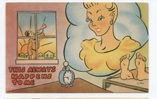 Dream Beauty Comic Art Humor Reveille Military Alarm Clock Postcard