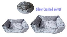 Silver Crushed Velvet Cat Dog Pet Beds - NQP