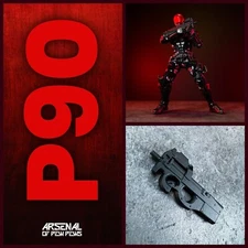 P90 V1 [Black] 1:12 Scale 3D Printed Action Figure Weapon Upgrade