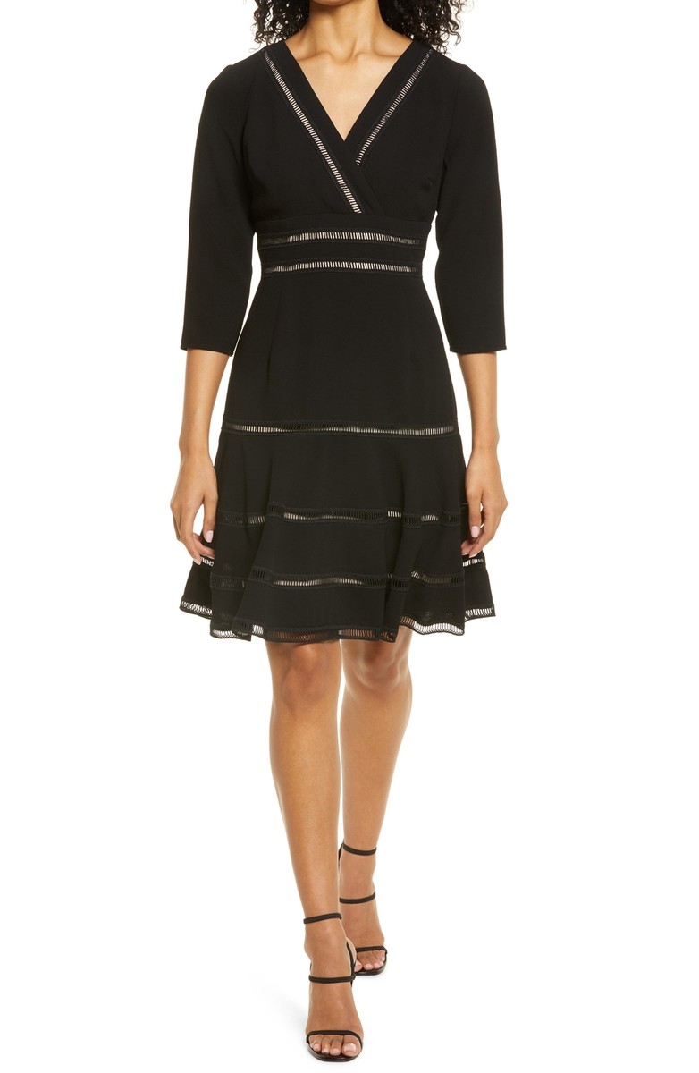 black jersey fit and flare dress NEW SHANI & SIZE 12 $384 NORDSTROM Clothing