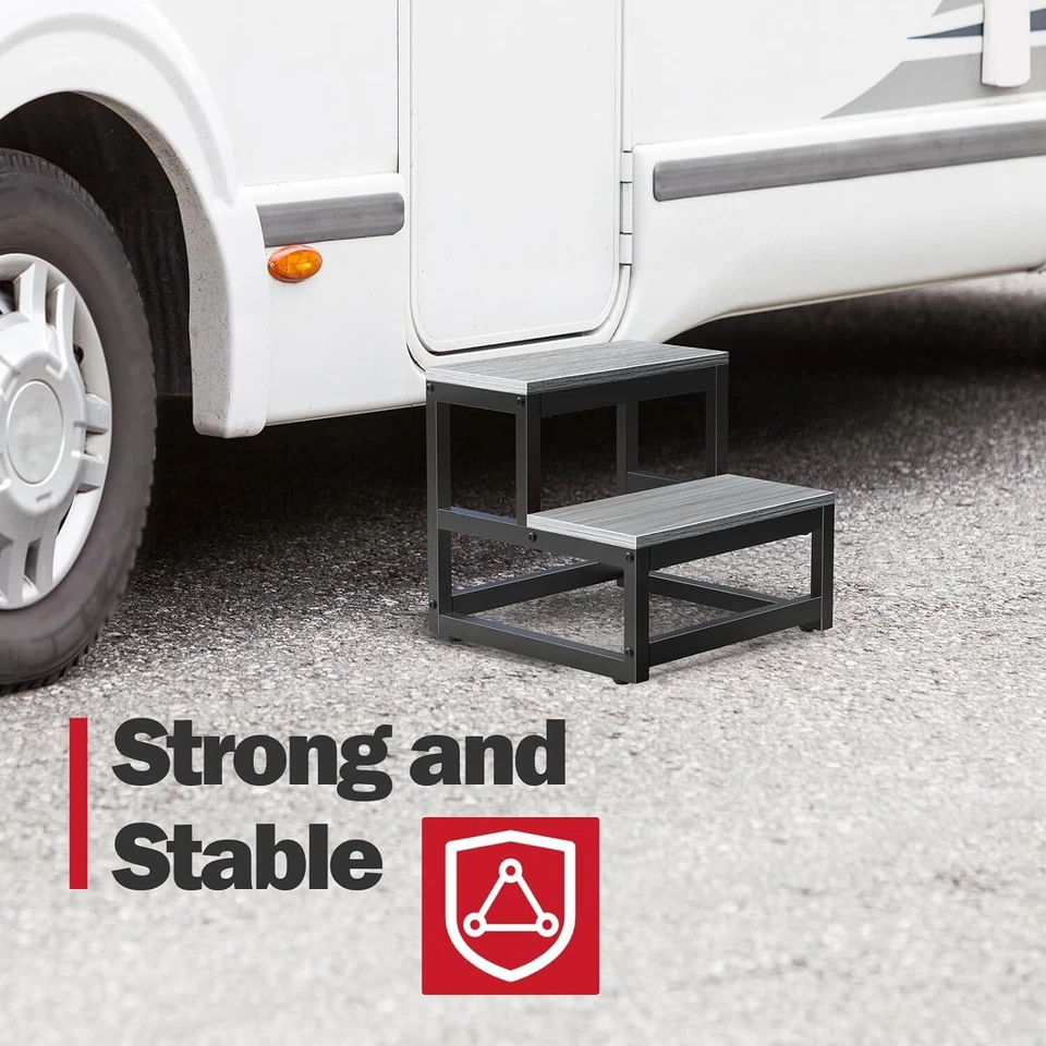 2 Tier Heavy Duty Beside Step Stool Foot Stool for Kids, High Bed, RV Step, Gray - Image 4 of 4